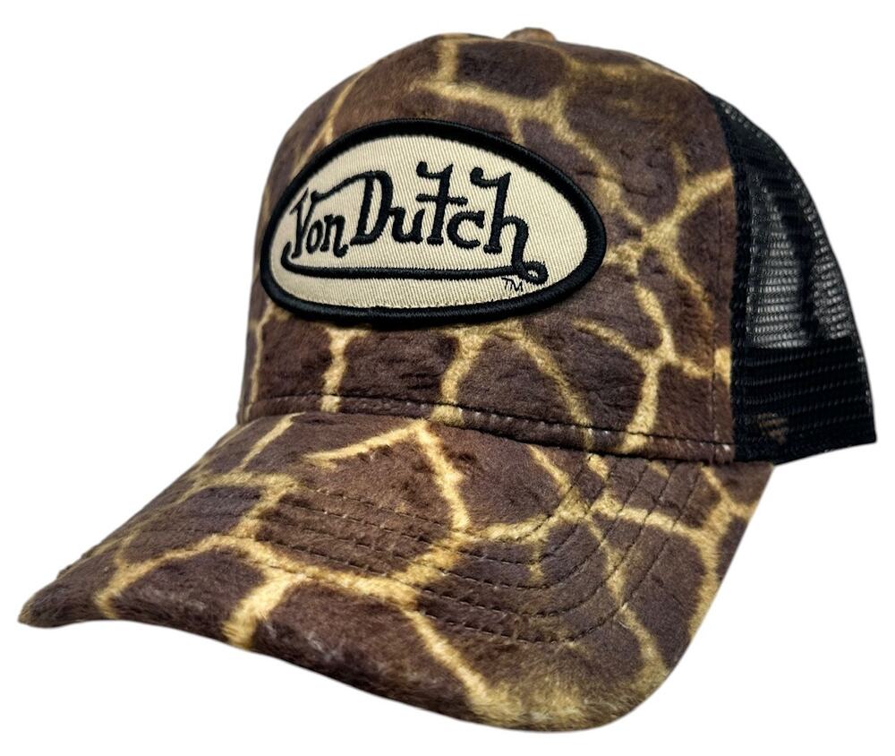 Von Dutch Trucker Animal Print Velvet Brown Snapback Cap